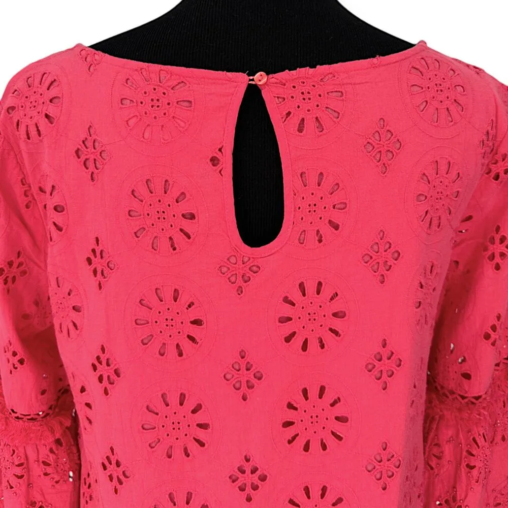 Anthropologie | US 8 | Dani Lace Tunic Dress Pink Geometric Eyelet OB1038006 - Image 9