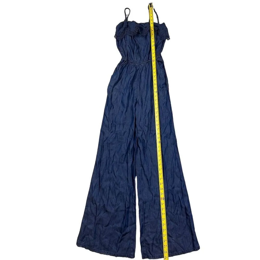 NWT Bisou Bisou Women's Chambray Blue Jumpsuit XS Wide-Leg Casual Spring - Image 3