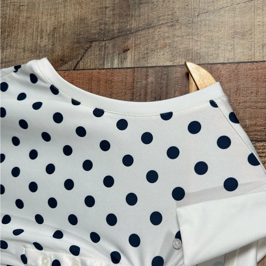 Nike Golf Women’s Large Sleeveless Polo Dri-Fit Polka Dot White Navy - Image 2