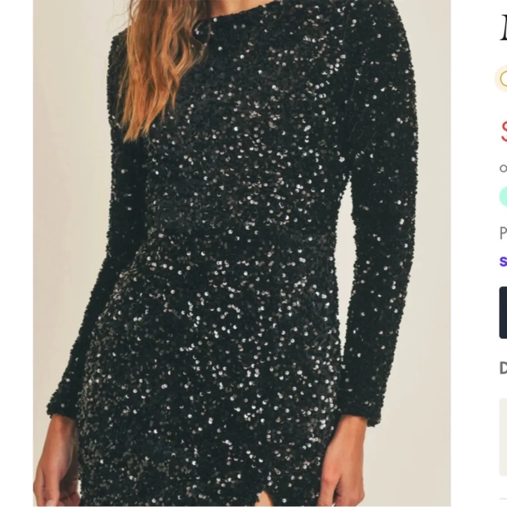 Mable black Sequin Mini Dress Taylor Swift Eras Tour Favorite festival wedding M Size M - Image 3