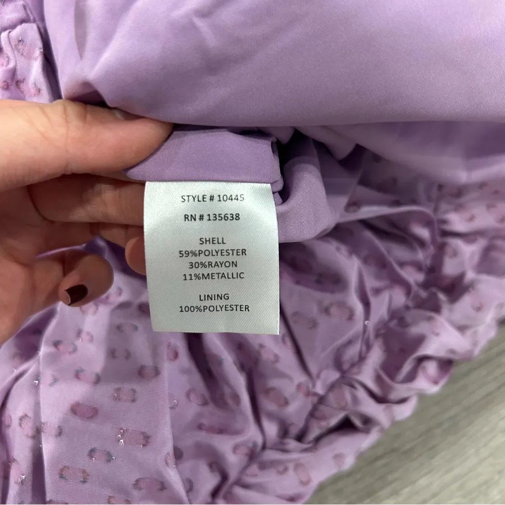 HUTCH x Anthropologie Wren Mini Dress Lilac Ruched Off the Shoulder Puff Sleeve - Image 10