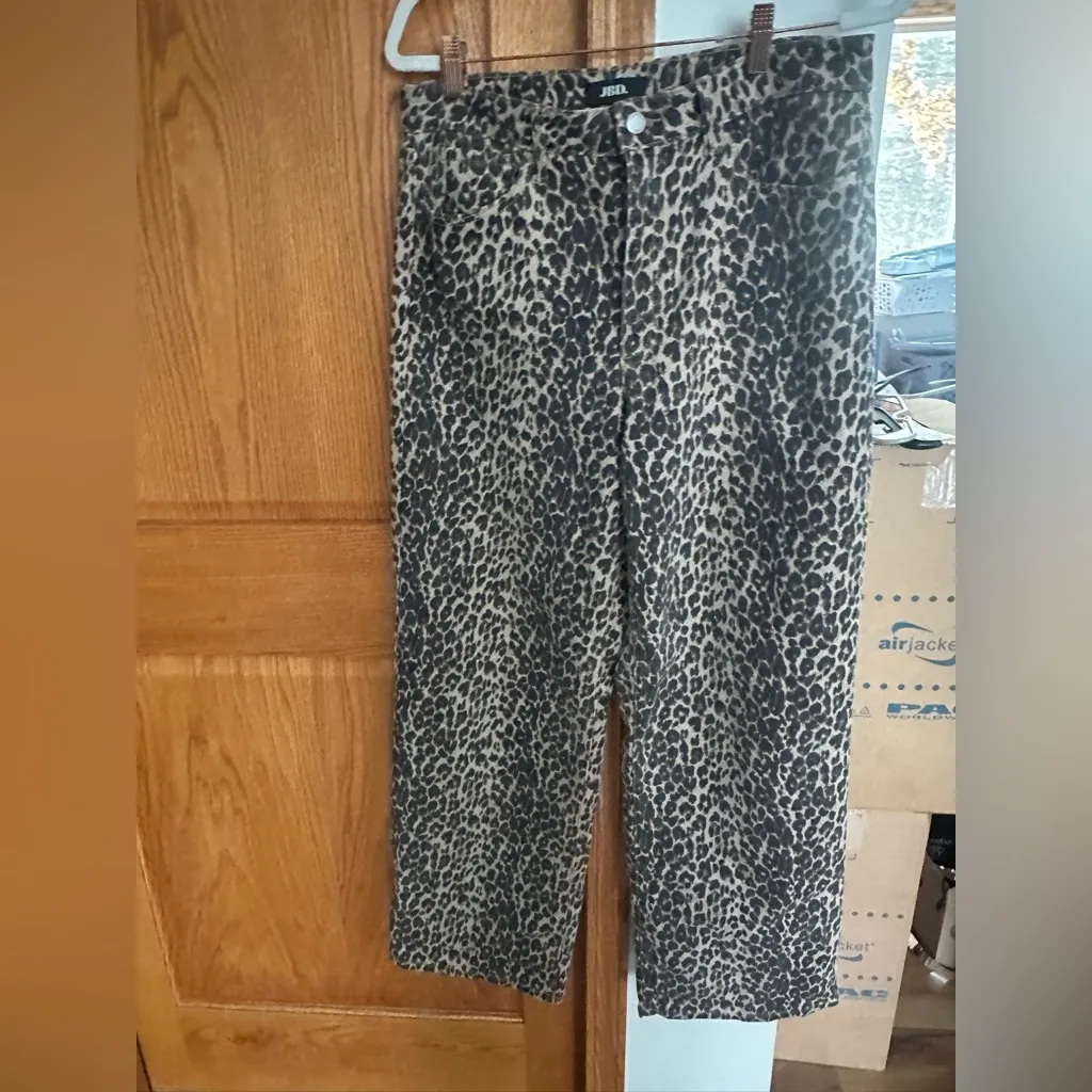 Leopard Print Wide Leg Women's Pants Brown Size 31 - Image 2