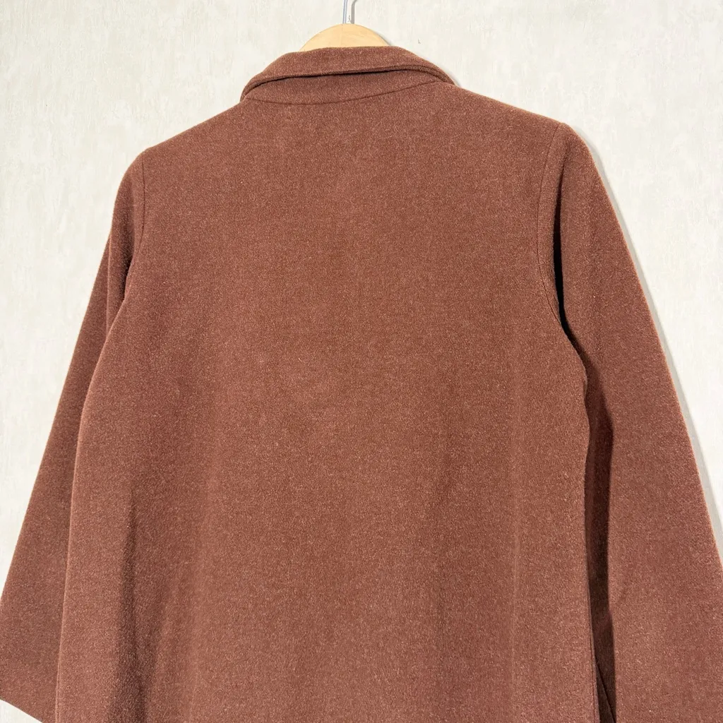 Eileen Fisher Women’s 100% Italian Wool Mock Neck Full Zip Jacket in Brown PS - Image 5