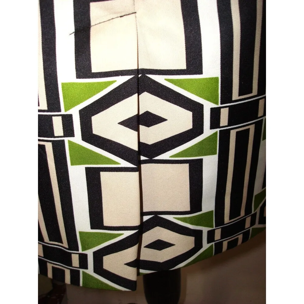 New Womens Jones New York Collection Graphic Dress Green 8 Black White Tan Zip - Image 5