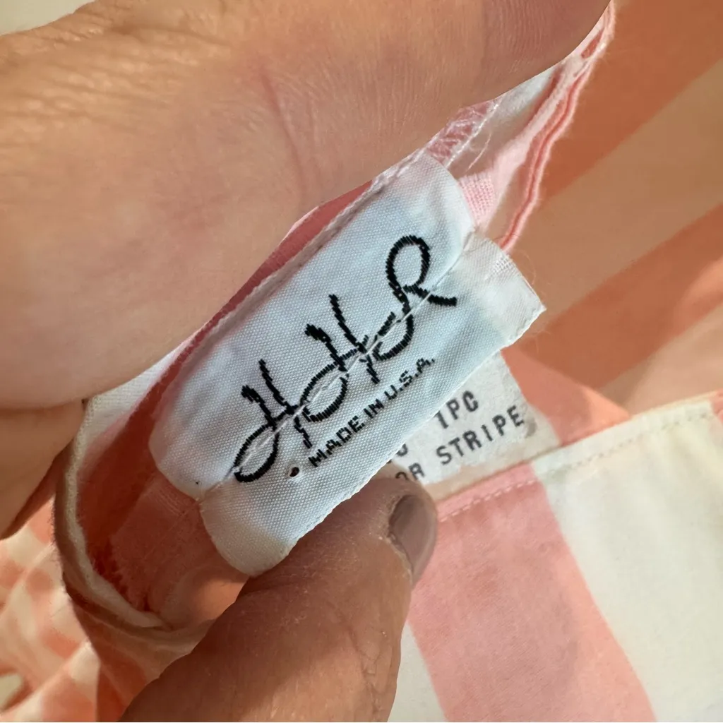 Vintage 60s/70s HHR Pink White Candy Stripe Short Sleeve Midi Dress Size 16 - Image 5