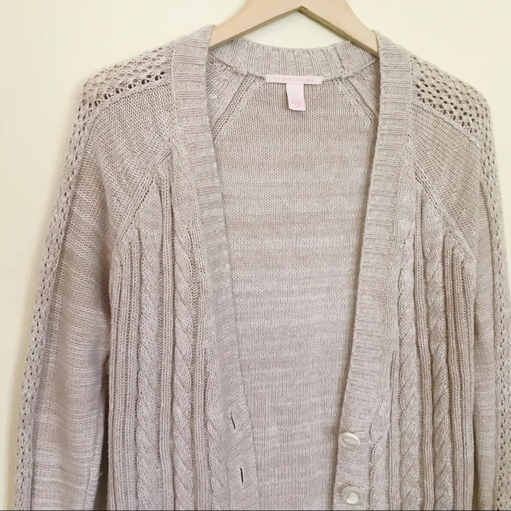 Victoria's Secret  Cotton Slouchy Cable Knit oversized boyfriend tan sweater S - Image 4