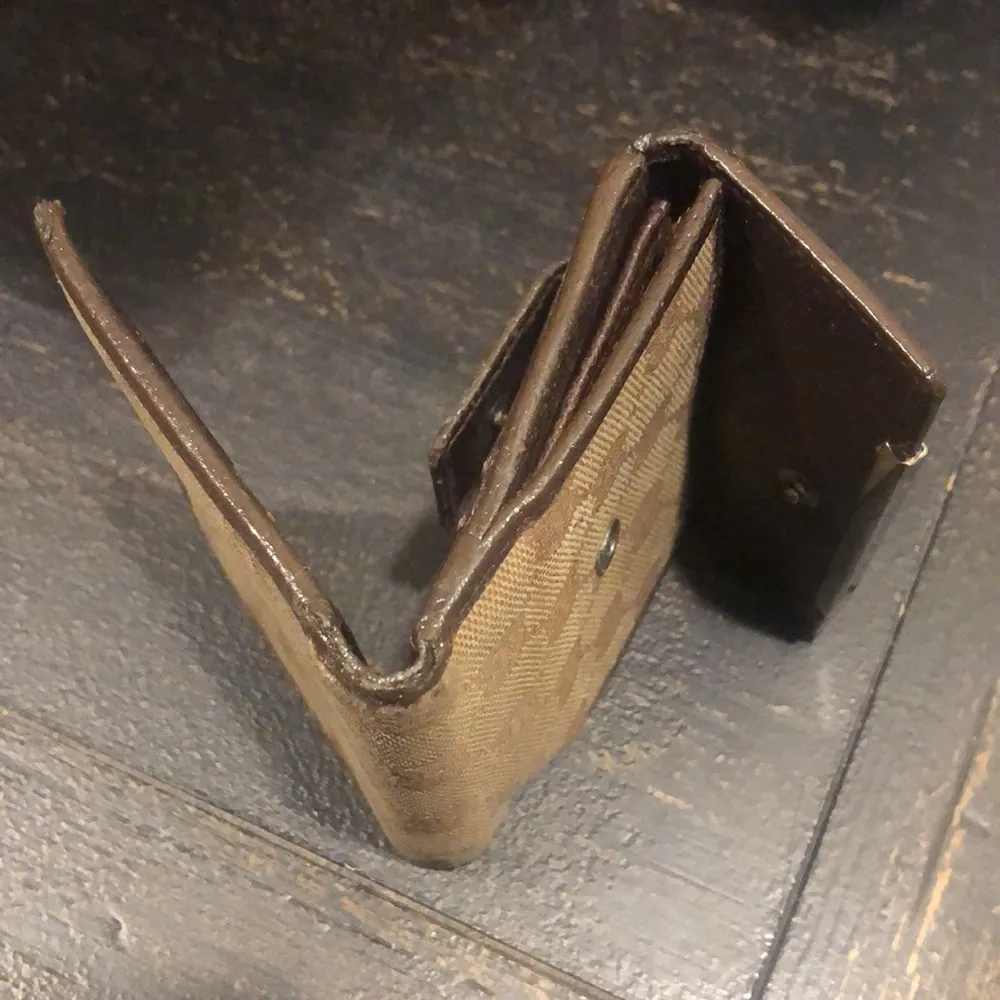 GUCCI GG Trifold Canvas Jacquard Wallet Tan Brown Leather Accent - Image 12