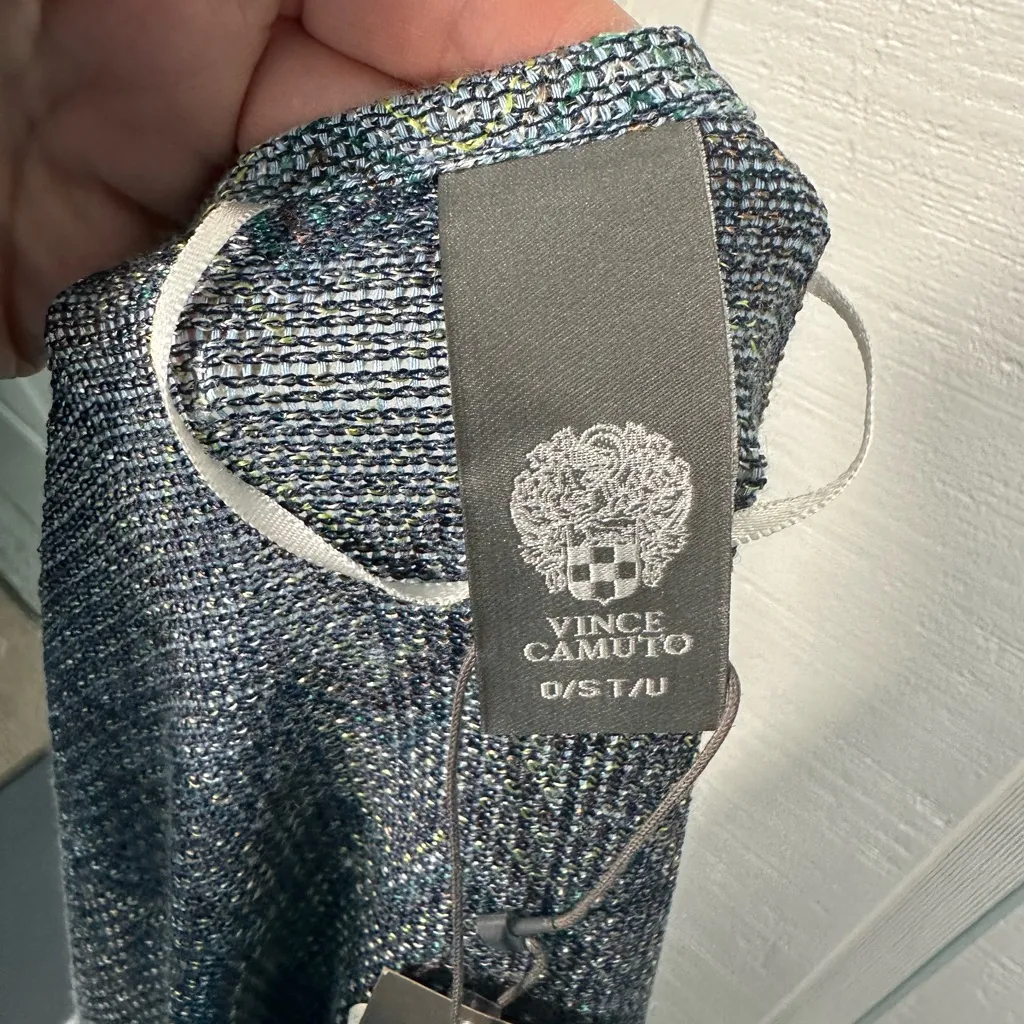 Vince Camuto Blue and Gray Short Sleeve Kimono Cardigan One Size NWOT - Image 9