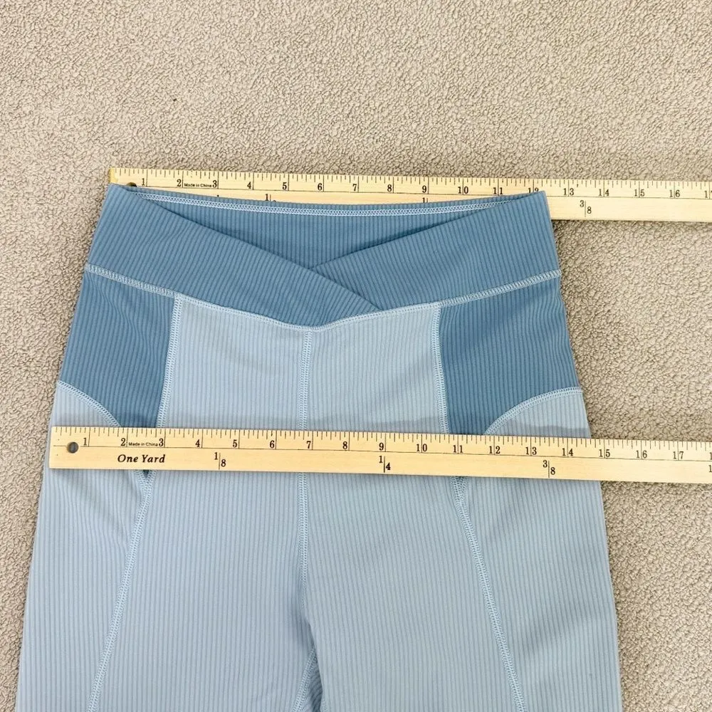 For Love &‎ Lemons Ella Ribbed Crop Leggings Blue Medium - Image 10