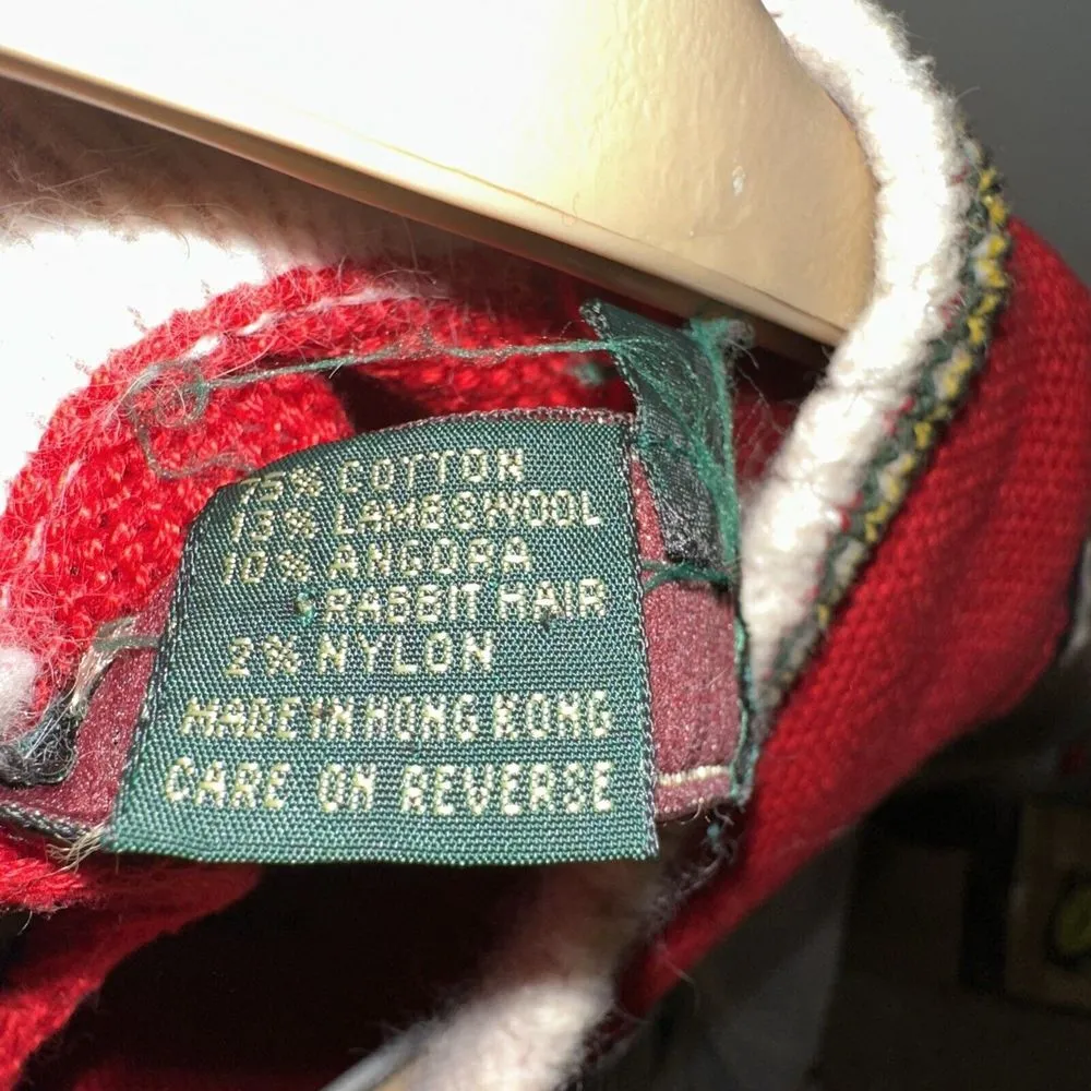 Vintage Cullinane Panda Bear Holiday Sweater Red Small 1980s Wool &Rabbits Hair - Image 7