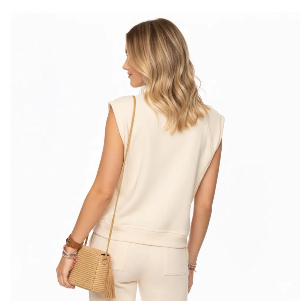 FLAG & ANTHEM Stitch Fix NORA FRENCH TERRY Top Cream Shirt Sweatshirt Sz Small - Image 2