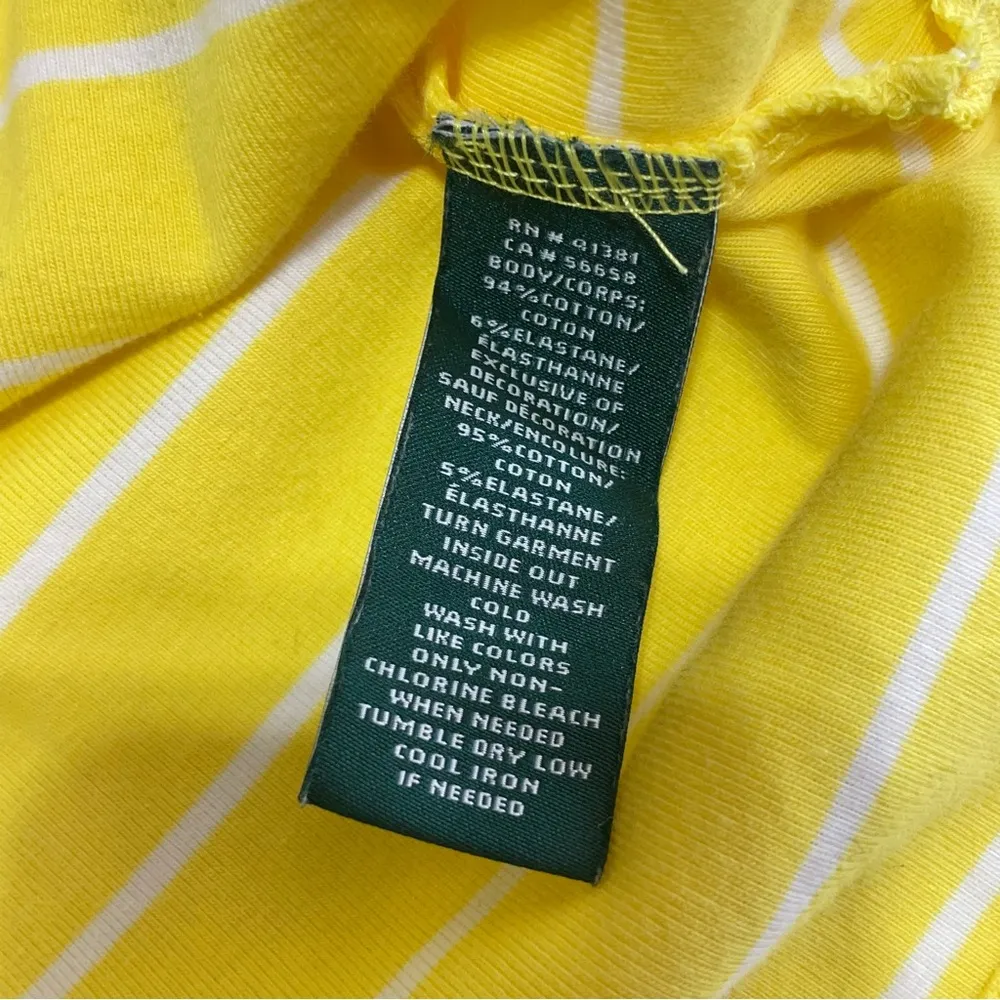 Lauren Ralph Lauren Boatneck Cuffed Sleeve T-Shirt Yellow Striped M - Image 10