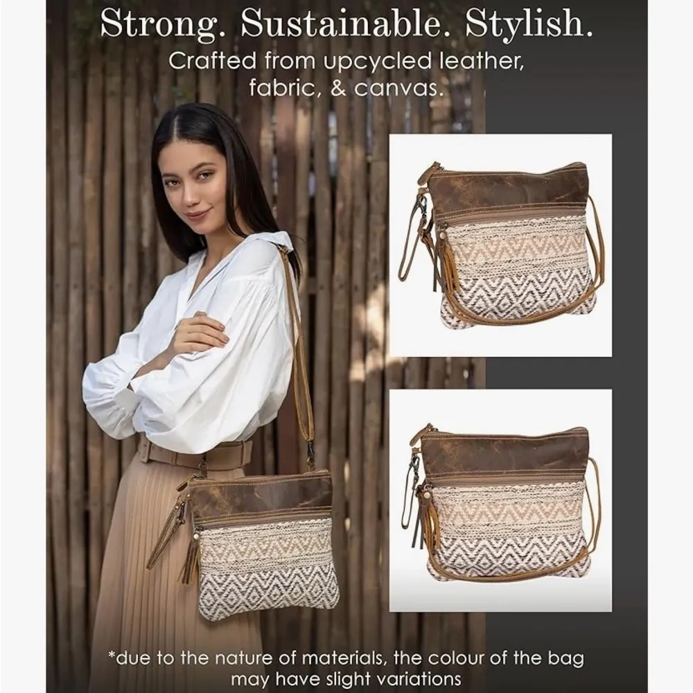 MYRA Canvas Leather Crossbody Bag - Image 2