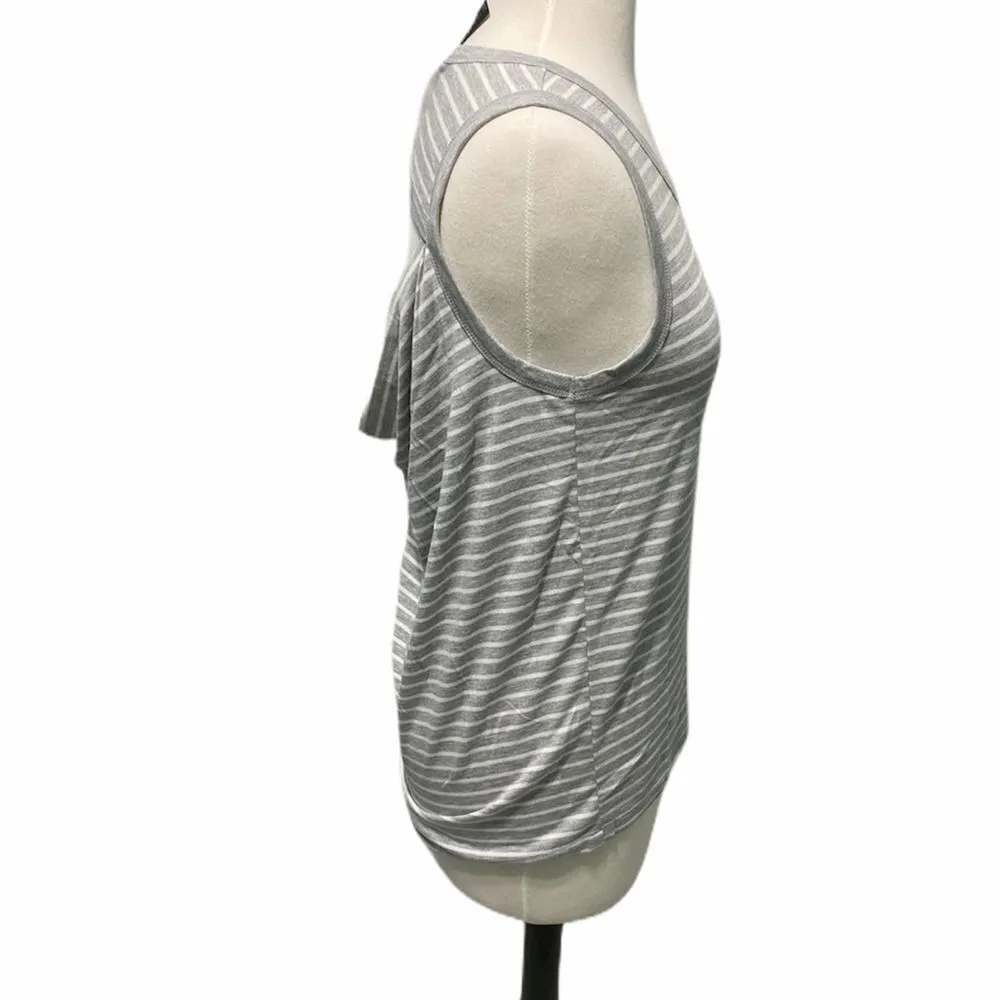 Yogalicious Soft Cutout Back‎ Workout Exercise Yoga Tank Top Grey White Small - Image 6