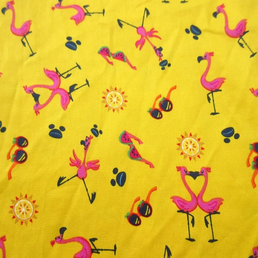 NWT Disney Parks Dress Shop Halter in Yellow Flamingo Mickey Mouse Hat L - Image 4