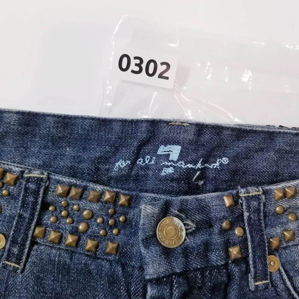NEW 7 For All Mankind Jeans Studded "A" Pocket" Bootcut Blue Denim - Image 10