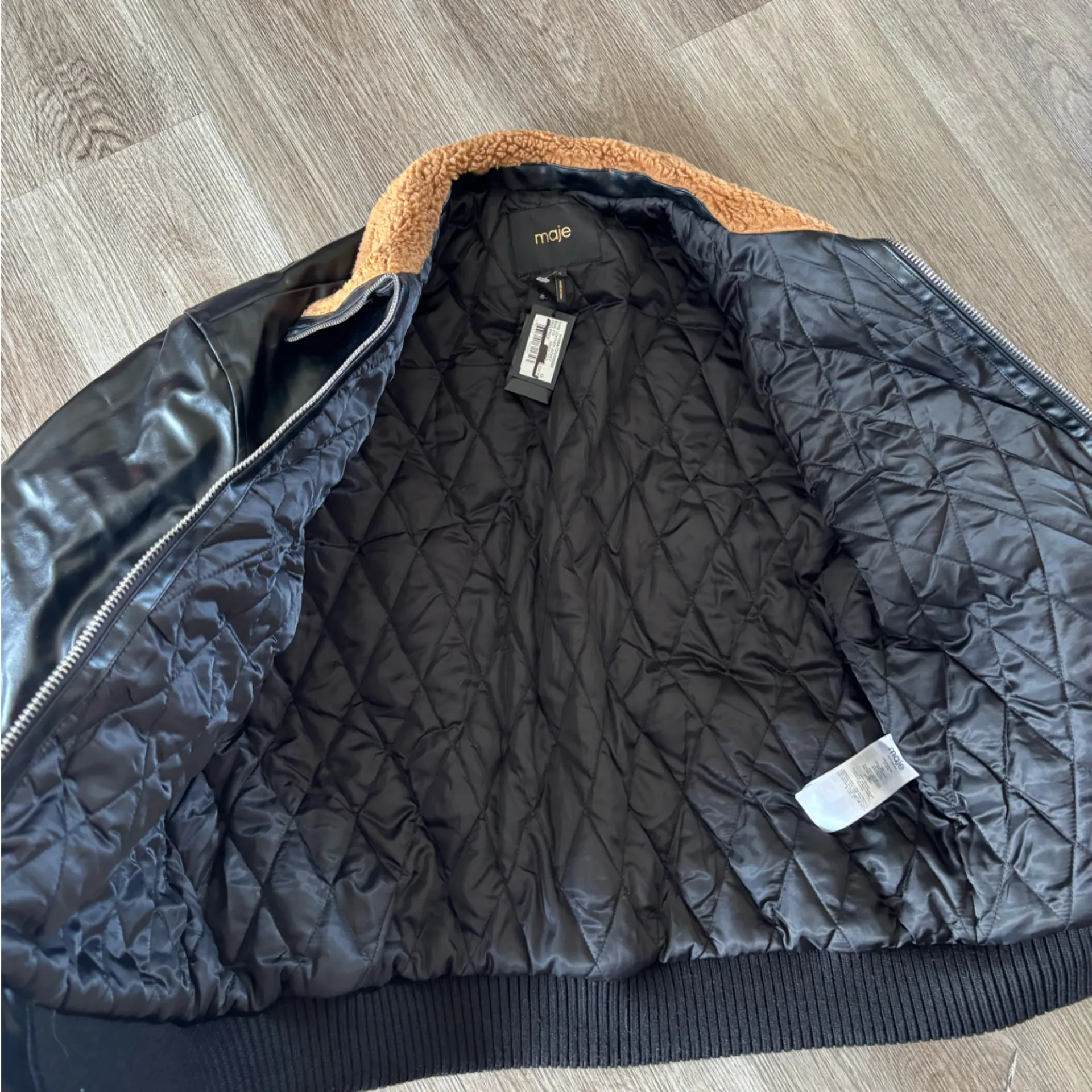 Maje Blouson Faux Fur Leather Oversized Jacket - Image 11