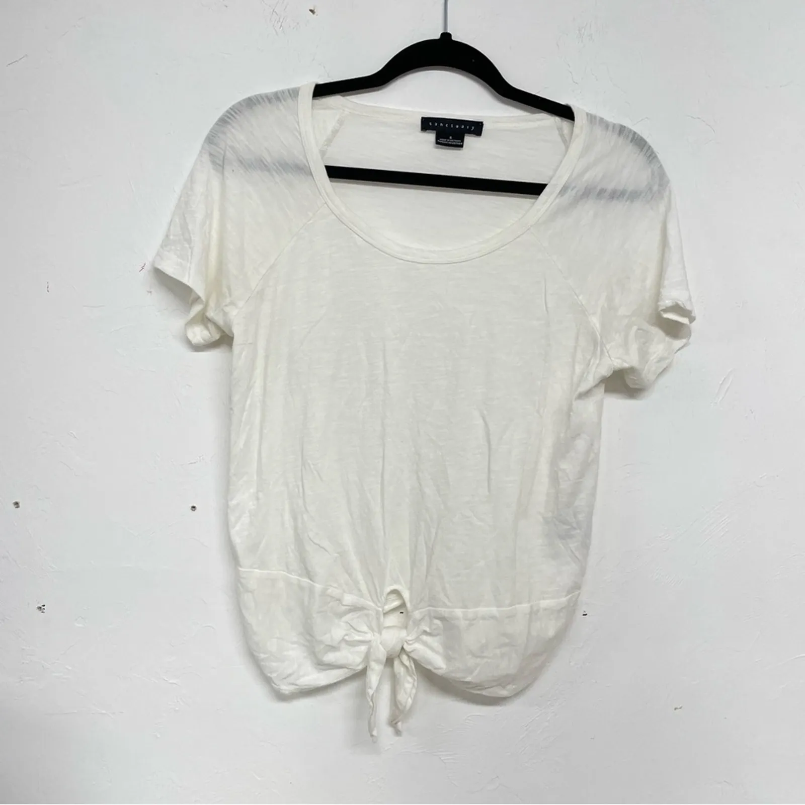 Sanctuary White Short Sleeve Tie Front Tee Shirt S - Image 4