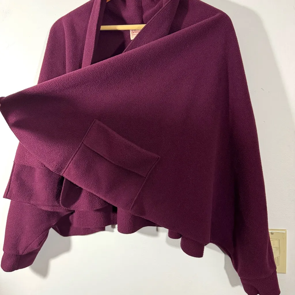 Vermont Country Store Maroon Plum Dolman Sleeved Open Front Poncho Shrug OS Purple Size undefined - Image 4