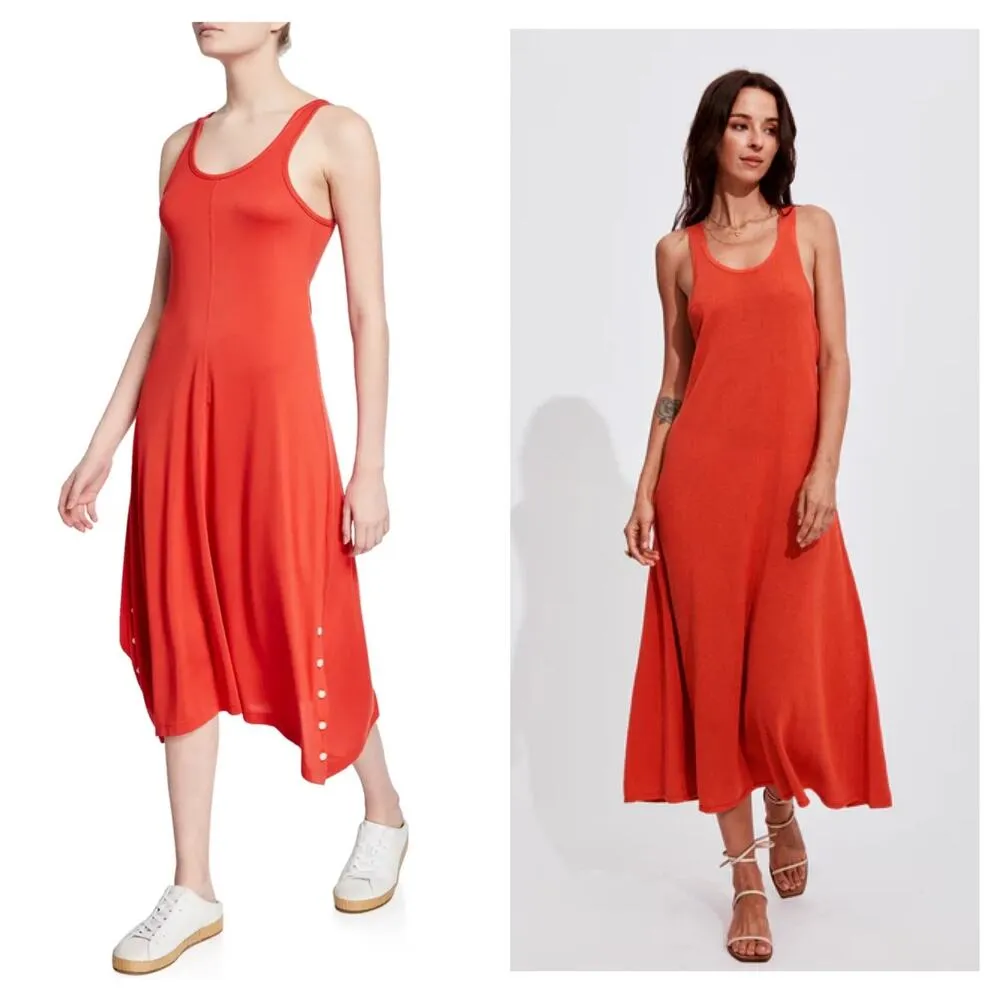 Rag & Bone Allegra Scoop-Neck Tank Midi Dress Size XS Coral Crepe Jersey - Image 3