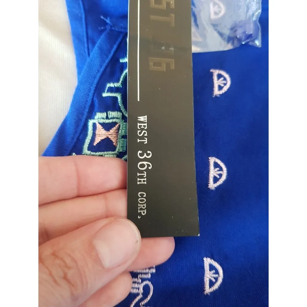 West 36th Womens Dress Sz Medium Blue Embroidery Ruffle Boho Bohemian Tribal - Image 10