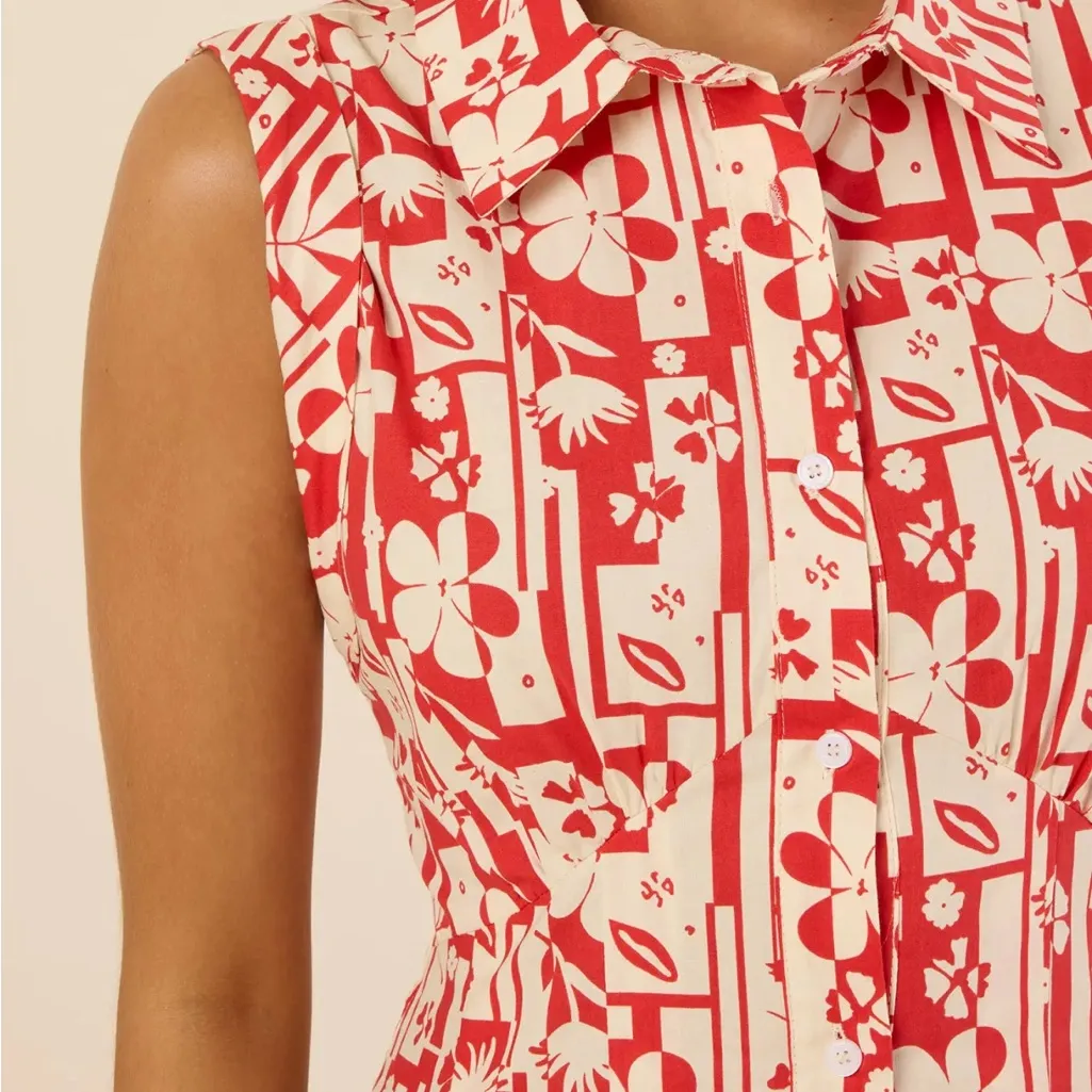 Avara Brynn Dress Red Floral Print Maxi Dress Size XS - Image 8