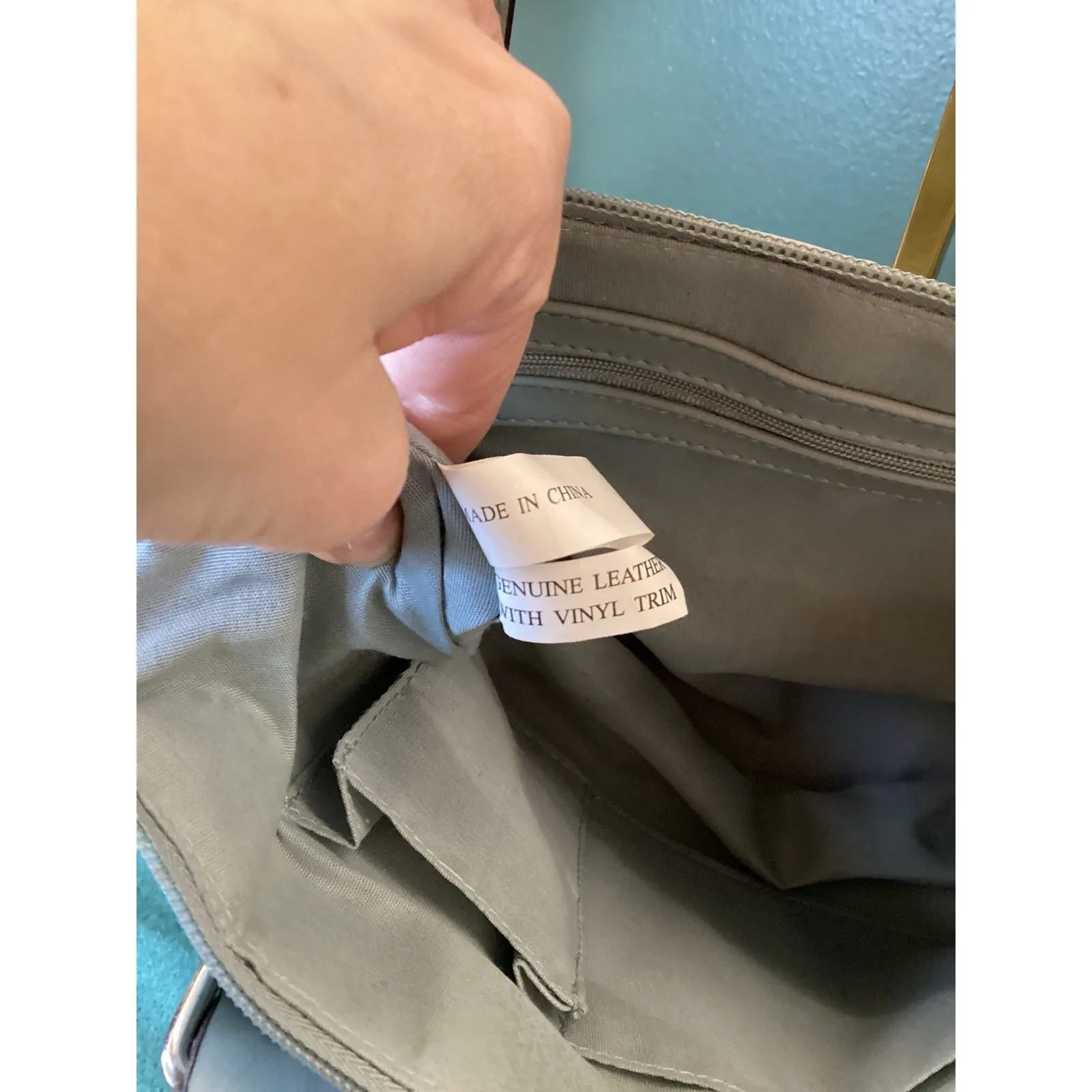 Vintage Robin Egg Blue Genuine Leather Shoulder Bag with Charm included - Image 5