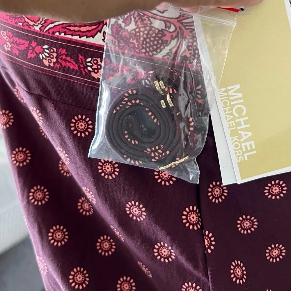 MICHAEL KORS Swim Tankini Blouse Top Sz S Burgundy Pink White Paisley NEW - Image 6