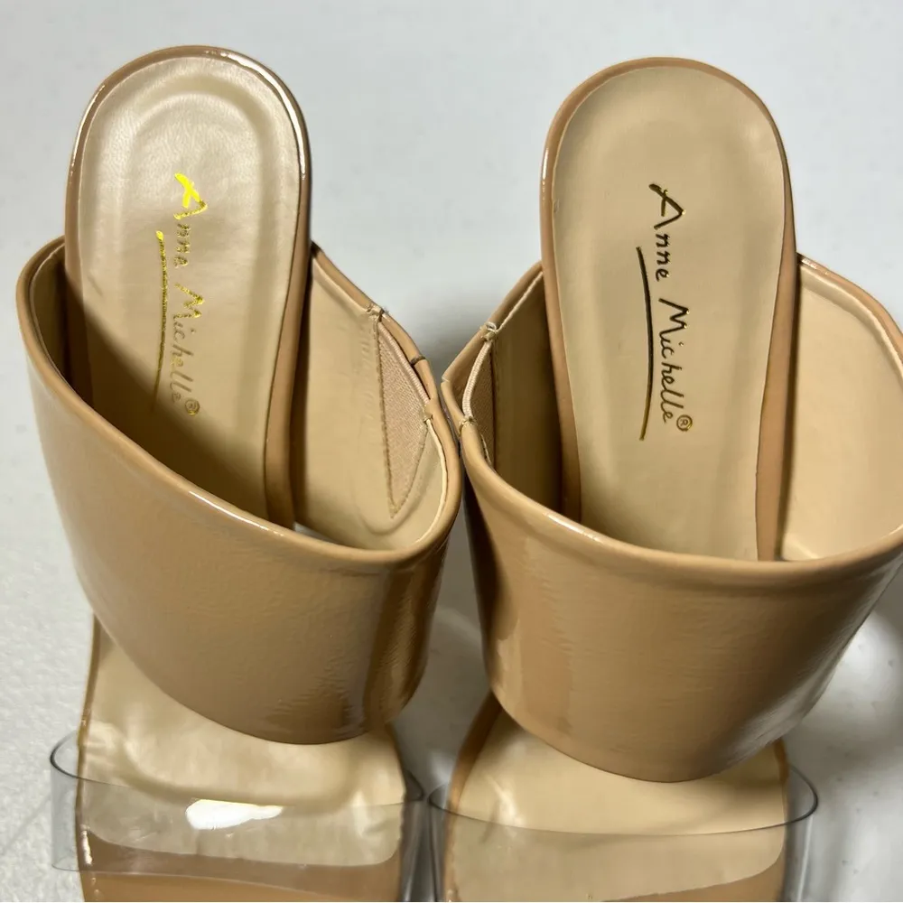 Anne Michelle Neutral Clear Lucite Slip On Heels - Image 4