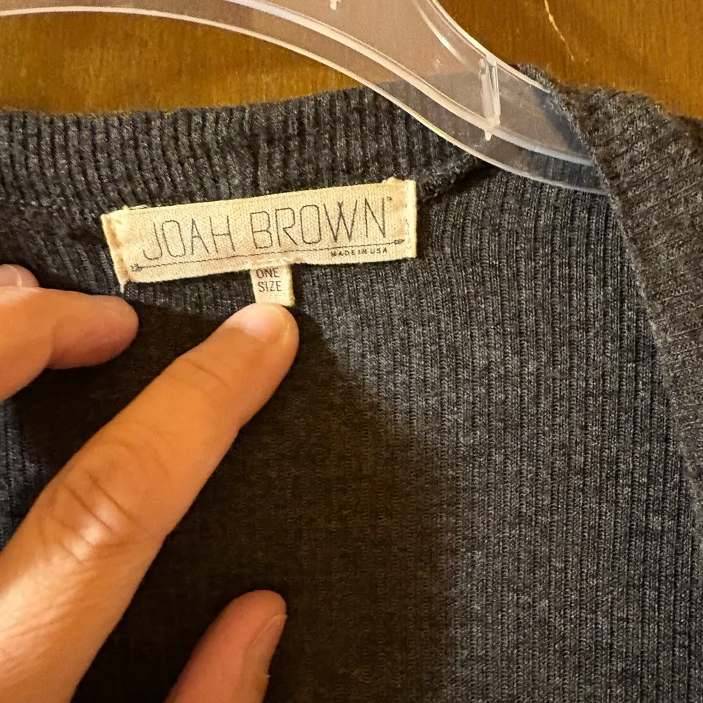 Joah Brown gray ribbed long cardigan - Image 2