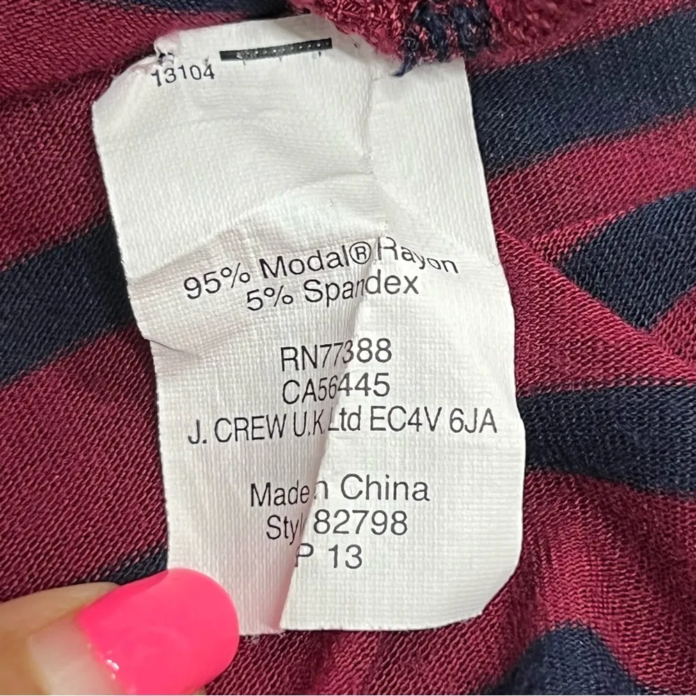 J.Crew Jersey preppy ruched stripe maxi large pull on womens skirt burgundy navy - Image 7