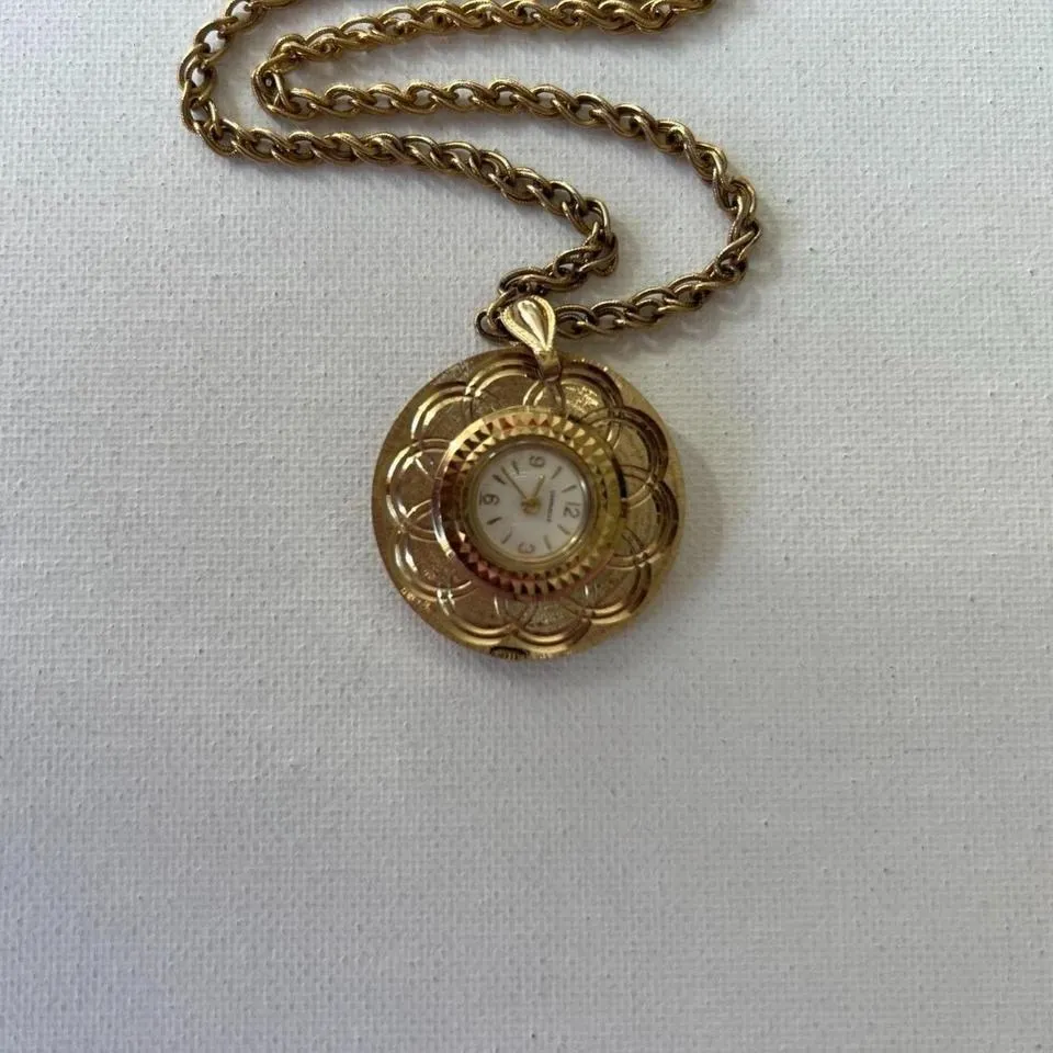 GOLD TONE CARAVELLE WATCH NECKLACE - Image 6