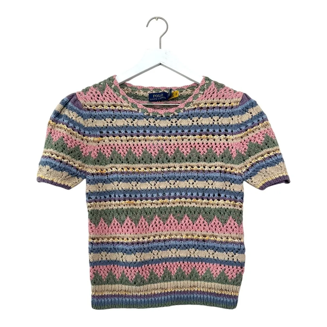 NWT Polo Ralph Lauren Striped Pointelle Knit Sweater Tee XS - Image 6