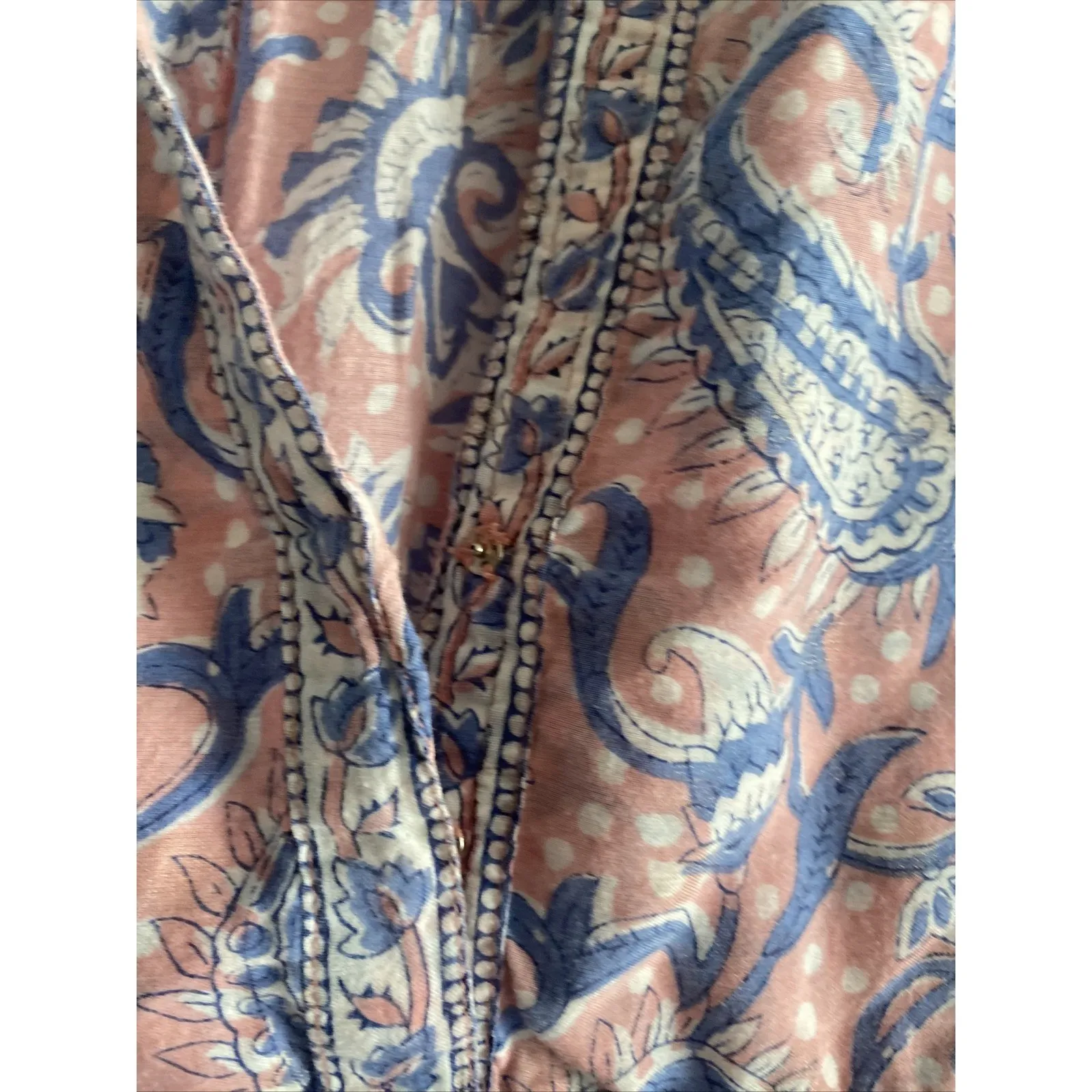 Lola Australia Womens Small Pink Blue Paisley Tiered Dress Morocco Mini Dress - Image 3