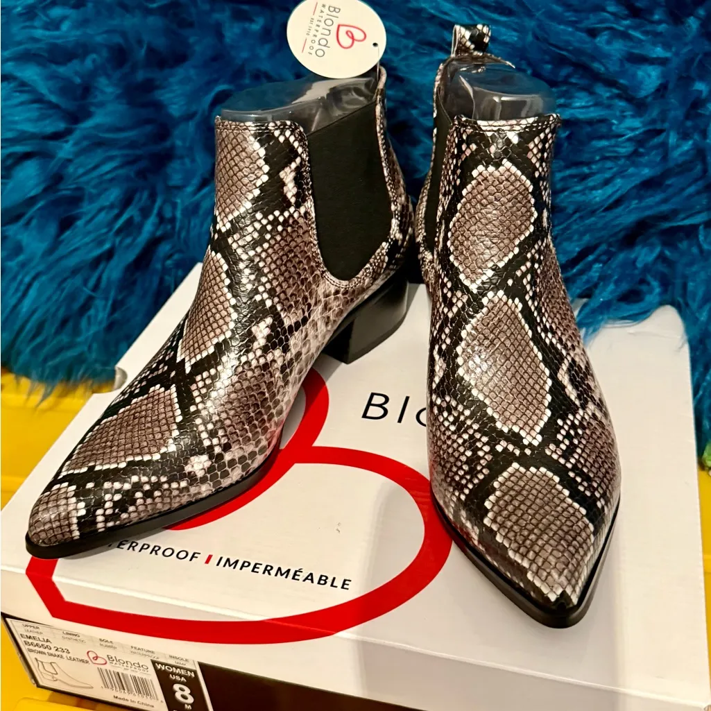 Blondo Black, Brown and Gray Snakeskin Ankle Booties - Image 4