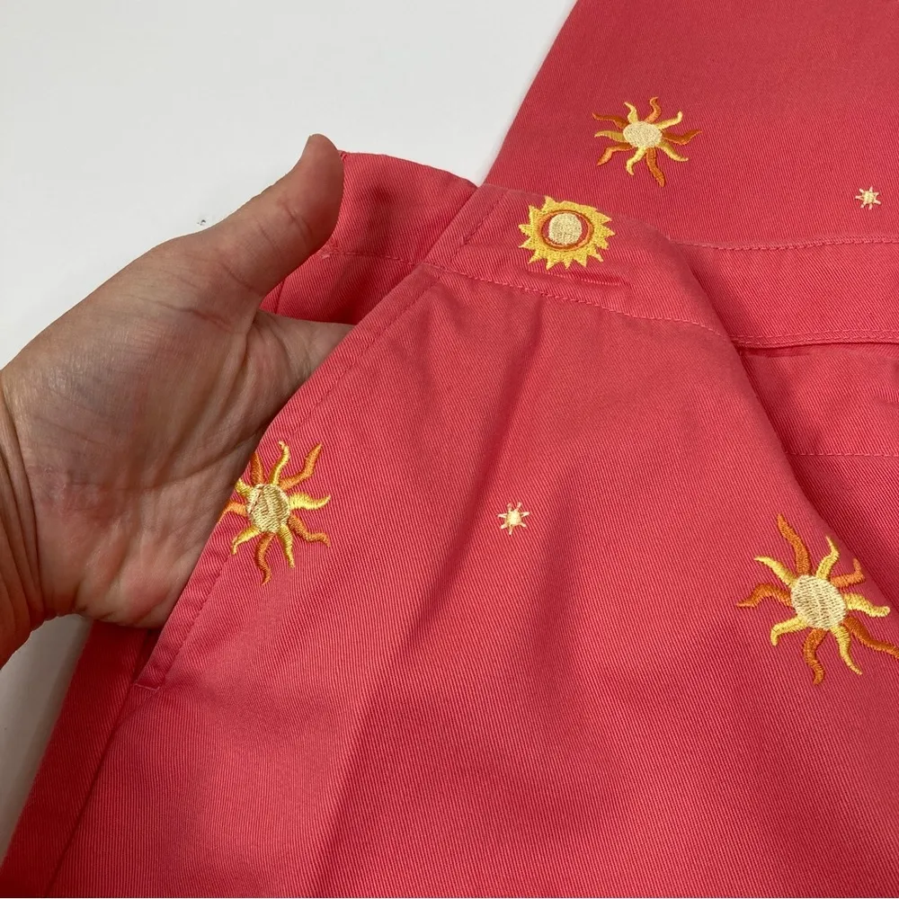 Northern Isles | Vintage 100% Cotton Embroidered Sun Pattern Chino Pants 12 - Image 2