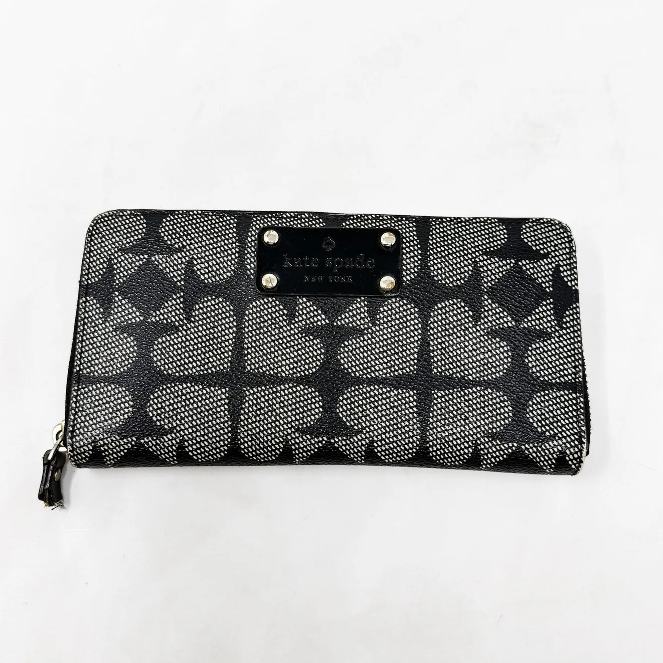 [Kate Spade] Neda Black Pebbled Leather Ace of Spades Zip Around Wallet *FLAW* - Image 9