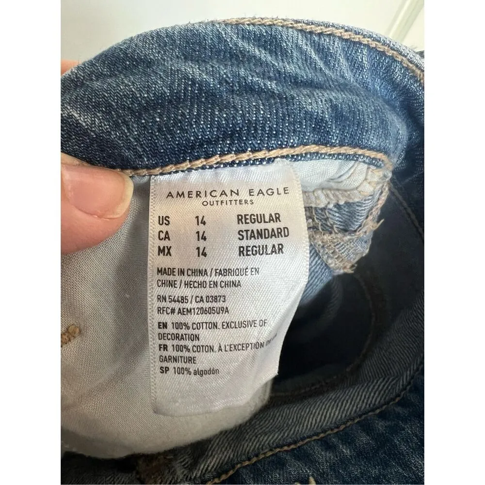 American Eagle Mom Straight Jeans Distressed Woman’s Size 14 Regular - Image 14