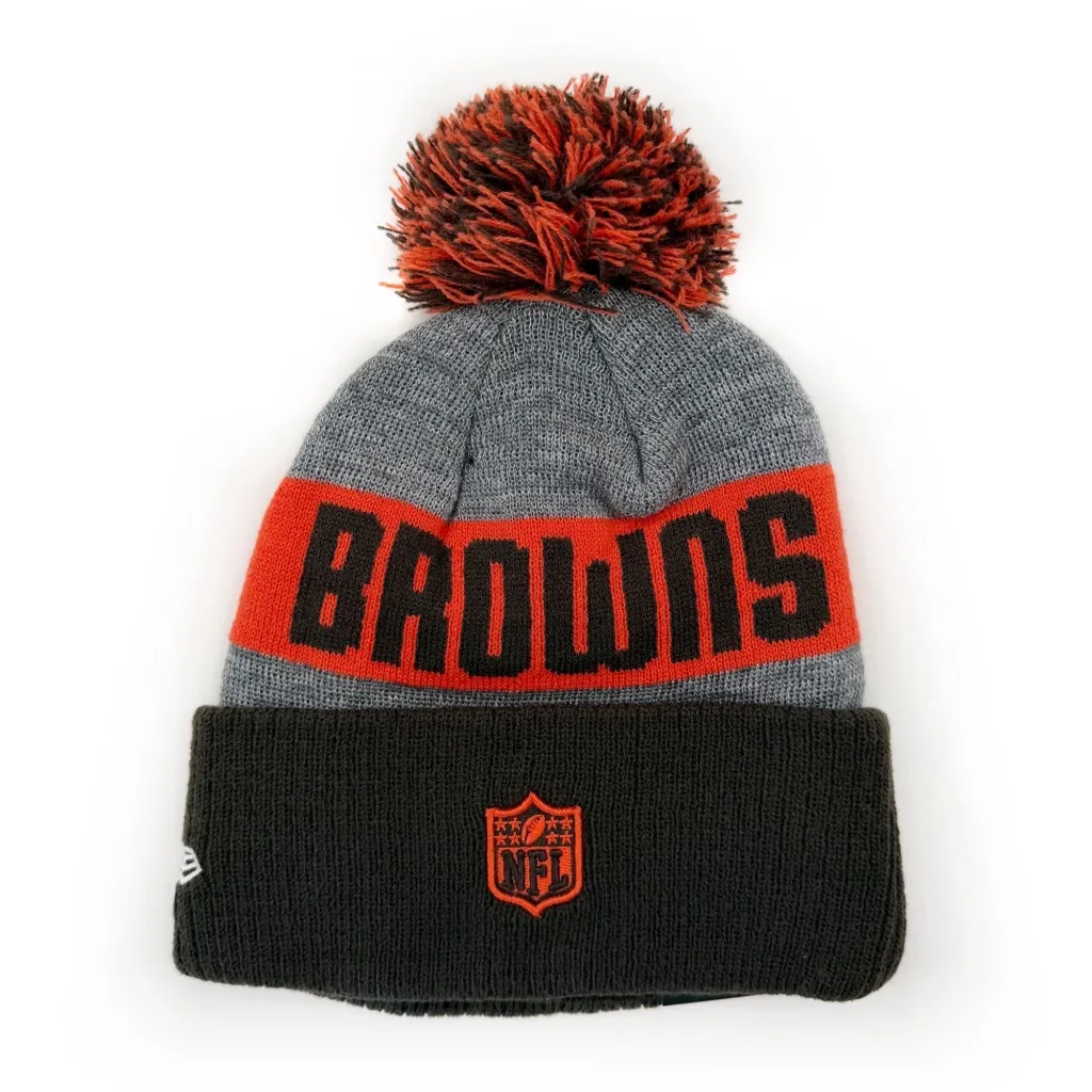 New Era Cleveland Browns Winter Hat Beanie Mens Womens NFL Fan Gear Gift Orange Brown - Image 4