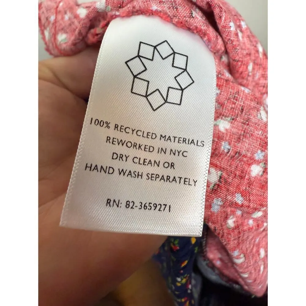 Rentrayage Designer ONE OF A KIND Floral Tiered Cotton Skirt Sz. XS Blue - Image 5