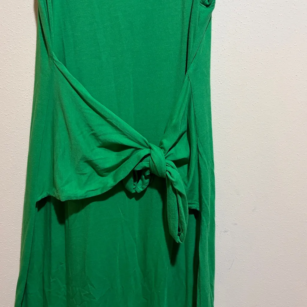 Michael Stars Solange Green Maxi Tank Dress Knot Tie Front Slit Size Medium - Image 6