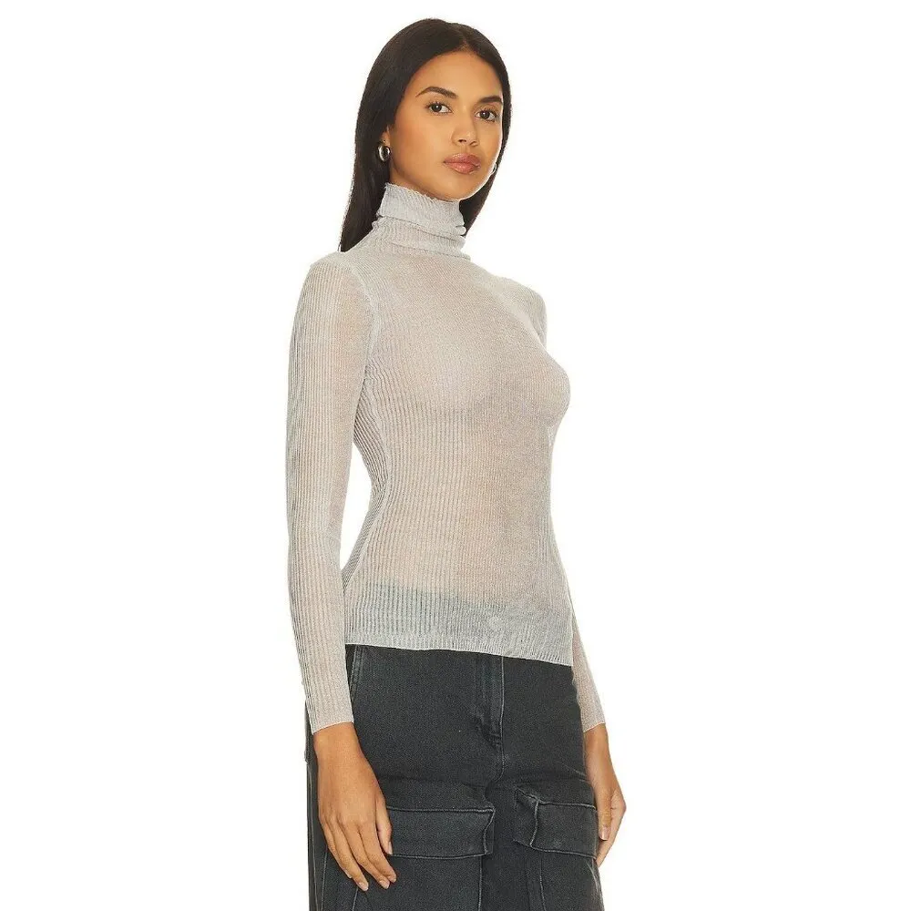 SER.O.YA Piper Sweater in Silver XSmall New Womens Turtleneck Knit Top Size XS - Image 14