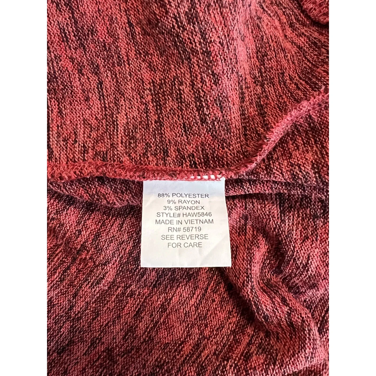 Notations Woman Red Marl Cowl Neck Button Detail Tunic Top 2X - Image 2