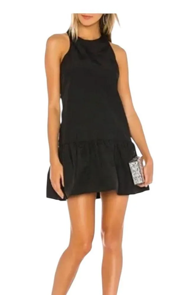 Amanda Uprichard Alejandra Black Ruffled Hem Mini Dress - Image 2