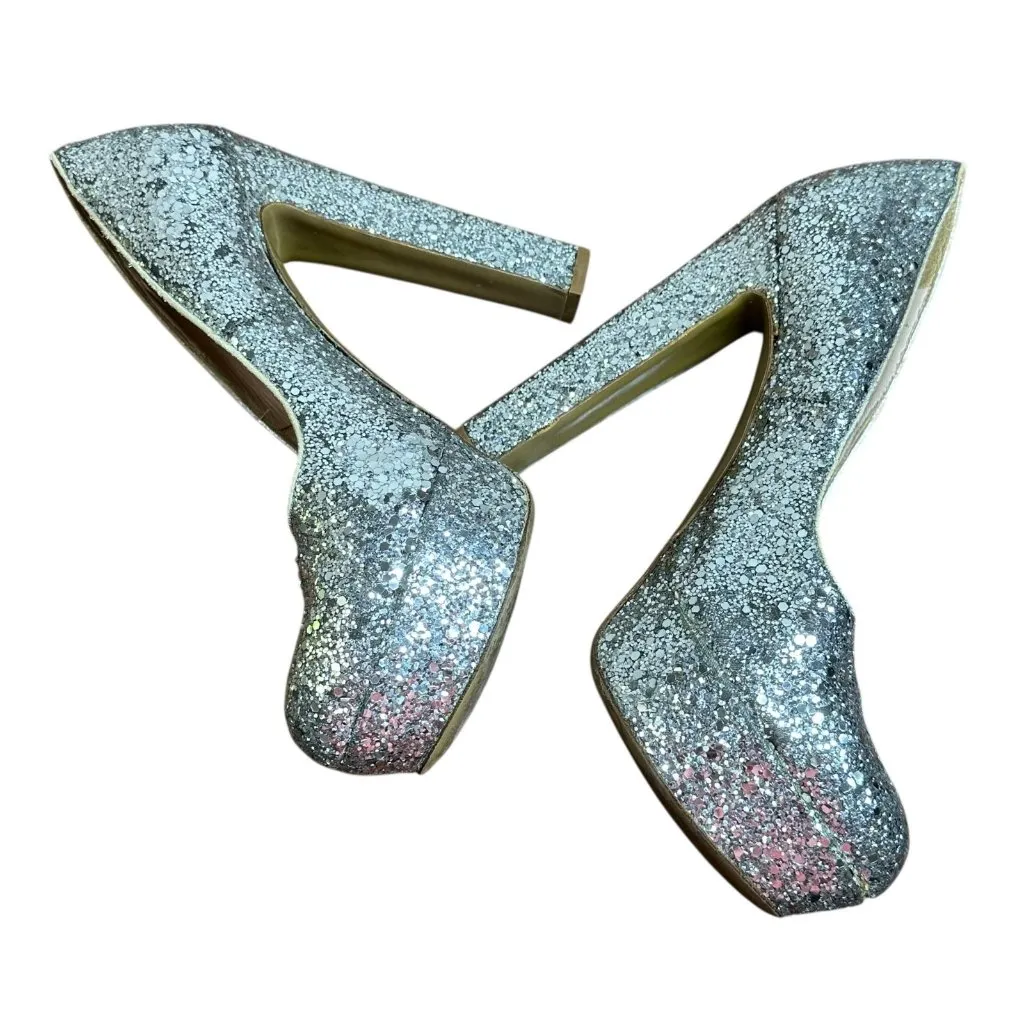 Miu Miu Silver Glitter Platform Heels Size 36.5 Pumps - Image 3
