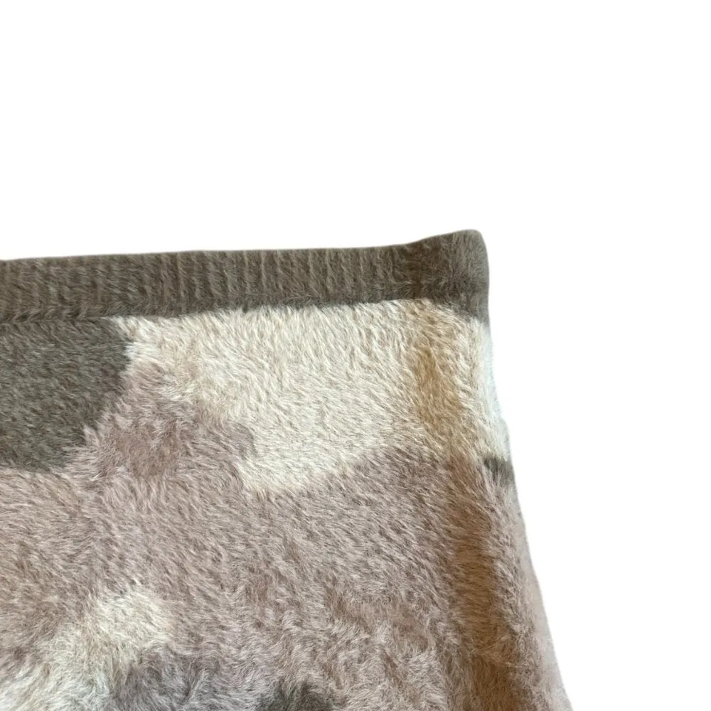 Ser.O.Ya. Tetra Fuzzy Skirt Soft Cozy Sweater Camo Print Mini Stretch Size Small Brown - Image 8
