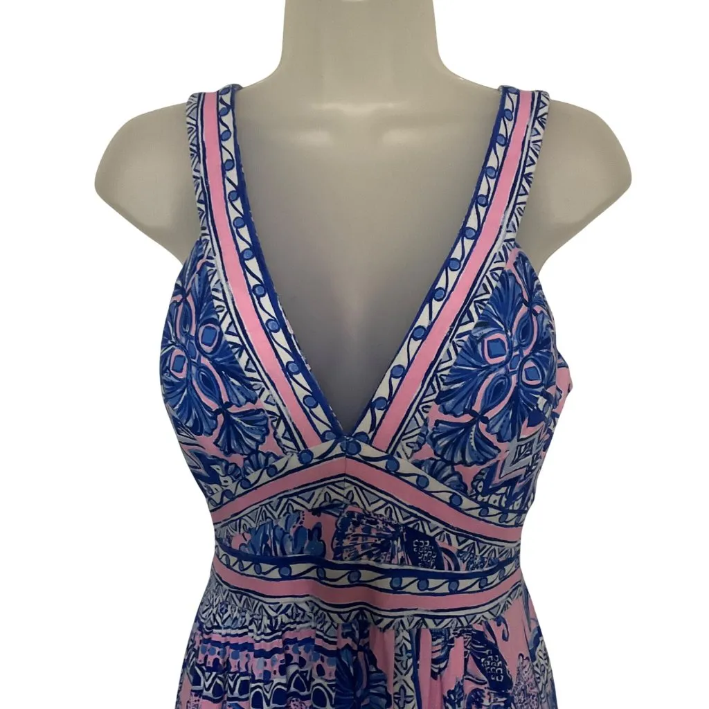 Lilly Pulitzer Taryn Maxi Dress Melon Fig Ginger Jar Sleeveless Pink Blue Rayon - Image 6