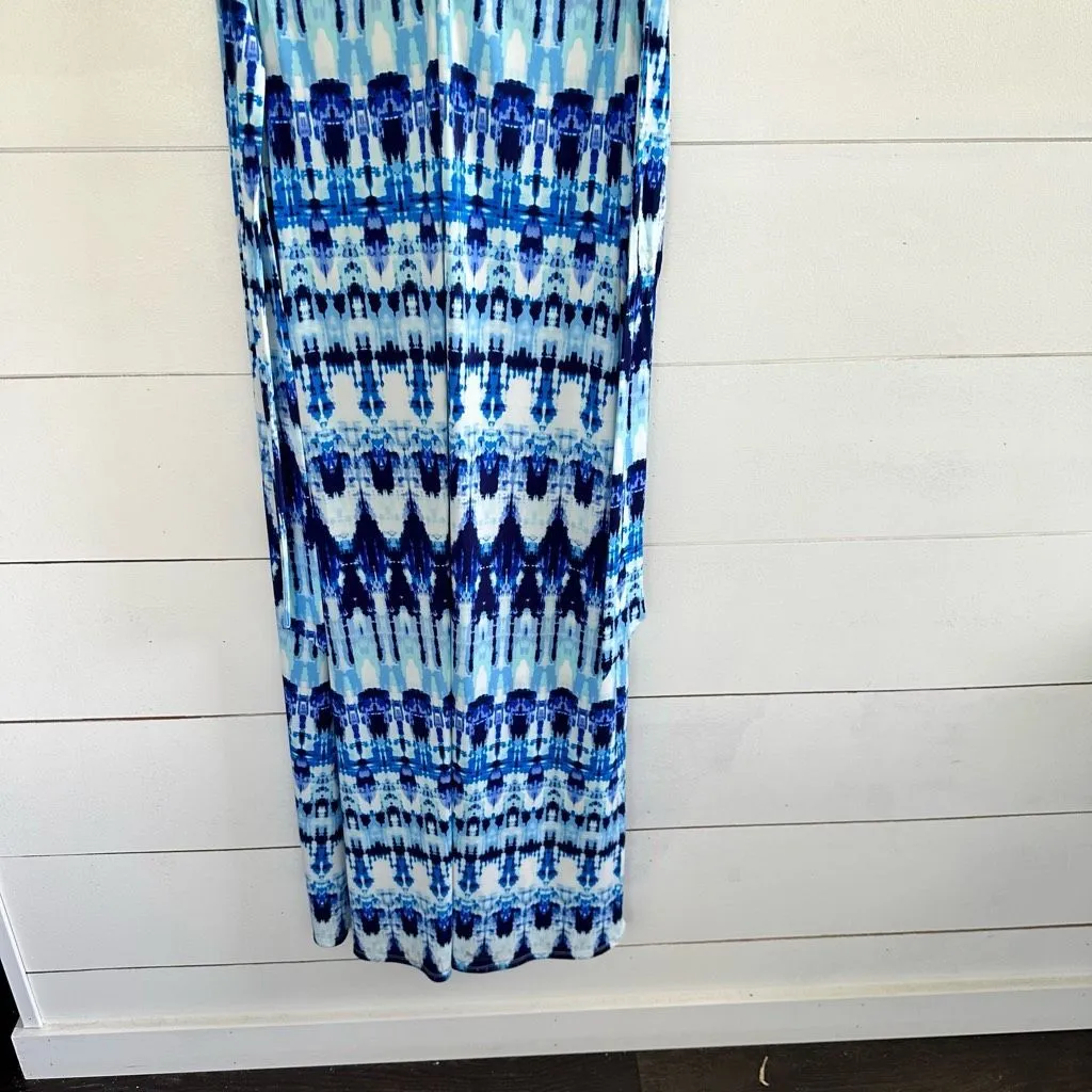 Eliza J Blue White Tie Dye Knit Front Maxi Dress Size 10 NWT - Image 2