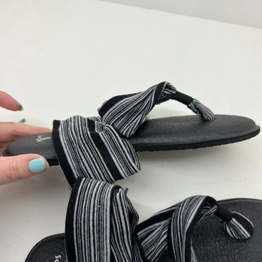 Sanuk Yoga Sling 2 Prints Black/Gray Stripe Fabric Sandals Women's Sz 7 CL 0514 - Image 7