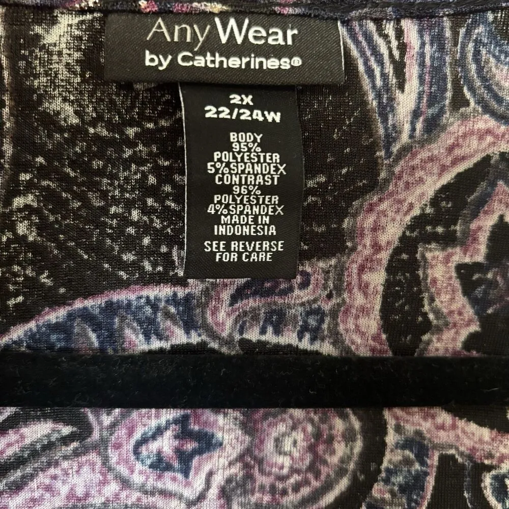 Any Wear Catherines Open Cardigan 2X 22 24W Multicolor Paisley Artsy Art To Wear - Image 7